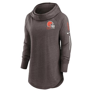 Women's Nike Brown Cleveland Browns Minimal Statement Lightweight Raglan Funnel Neck Pullover Hoodie