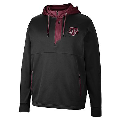 Men's Colosseum Black Texas A&M Aggies Luge 3.0 Quarter-Zip Hoodie