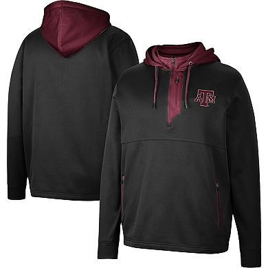 Men's Colosseum Black Texas A&M Aggies Luge 3.0 Quarter-Zip Hoodie