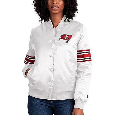 Women's Starter Cream Tampa Bay Buccaneers Line Up Satin Full-Snap Varsity Jacket