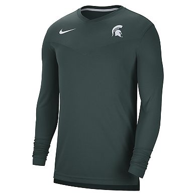 Men's Nike Green Michigan State Spartans 2022 Coach Performance Long Sleeve V-Neck T-Shirt