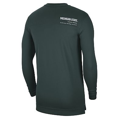 Men's Nike Green Michigan State Spartans 2022 Coach Performance Long Sleeve V-Neck T-Shirt