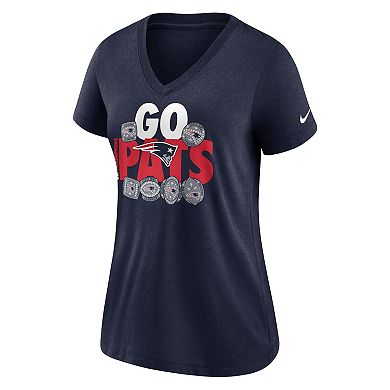 Women's Nike Navy New England Patriots Hometown Collection Tri-Blend V-Neck T-Shirt