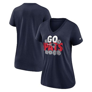 Women's Nike Navy New England Patriots Hometown Collection Tri-Blend V-Neck T-Shirt