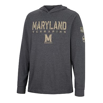 Men's Colosseum Charcoal Maryland Terrapins Team OHT Military Appreciation Hoodie Long Sleeve T-Shirt