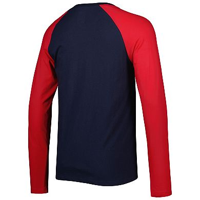 Men's New Era Navy New England Patriots Current Raglan Long Sleeve T-Shirt