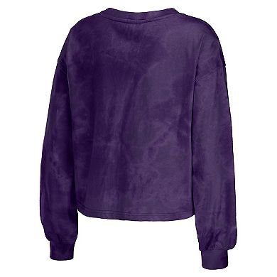 Women's WEAR by Erin Andrews Purple Baltimore Ravens Tie-Dye Cropped Pullover Sweatshirt & Shorts Lounge Set