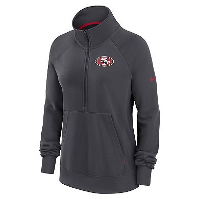 Women's Nike Charcoal San Francisco 49ers Premium Raglan Performance Half-Zip Sweatshirt