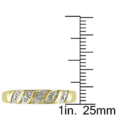 Stella Grace Men's 10k Gold Diamond Illusions Textured Striped Wedding Ring
