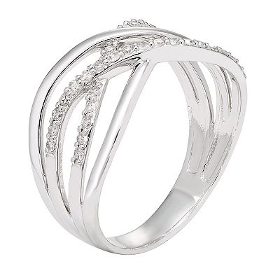 SILVR Sterling Silver 1/5 Carat T.W. Diamond Crisscross Ring