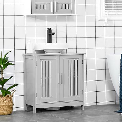 Bathroom Under Sink Cabinet Vanity Unit W/ Adjustable Storage Shelves, White