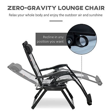 Zero Gravity Folding Patio Recliner, Pillows, Reclining Chair, Cup Holder, Blue