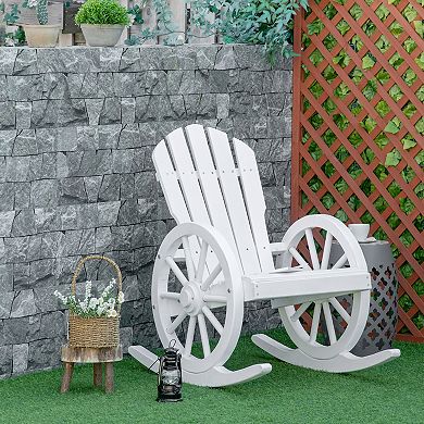 Outsunny Adirondack Rocking Chair With Slatted Design