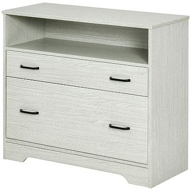 Home Office File Cabinet Storage Organizer W/ 2 Drawers & Shelf, Grey