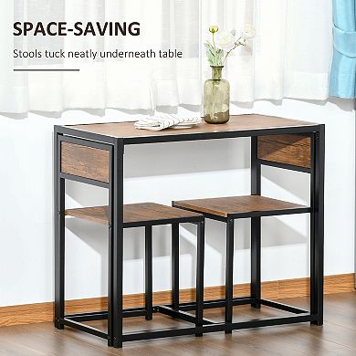 HOMCOM Industrial 3 Piece Dining Table and 2 Chair Set for Small Space in the Dining Room or Kitchen