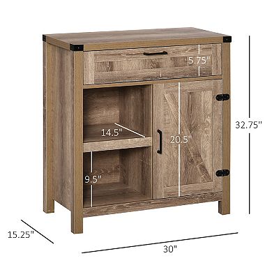 Cottage Inspired Storage Hutch Cupboard With Adjustable Shelves And Open Cabinet