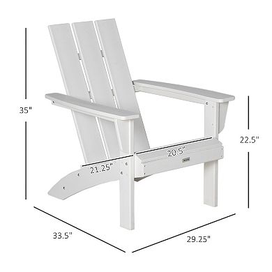 Outsunny Plastic Adirondack Chair, All Weather HDPE Lounger Chair Outdoor Fire Pit Seating  with High Back and Wide Seat for Patio, Backyard, Garden, Lawn, White