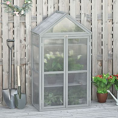 32" X 19" X 54" Wooden Cold Frame Greenhouse For Plants Pc Board Grey