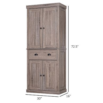 72" H Colonial Kitchen Pantry Freestanding Storage Cabinet White