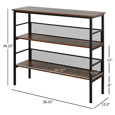 3-layer Brackets Industrial Storage Rack Bookshelf Multi-role Spacious White