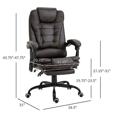 Vinsetto 7 Point Vibrating Massage Office Chair High Back Executive Recliner with Lumbar Support Footrest Reclining Back Adjustable Height Black