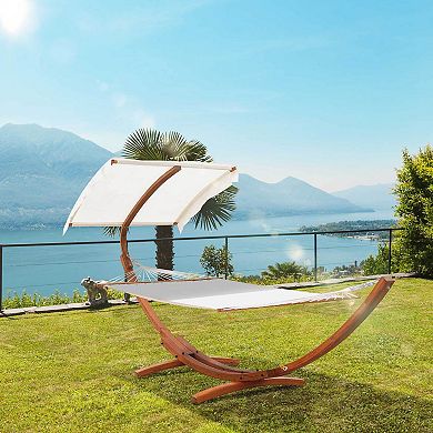 Hammock Swing Bed Outdoor Patio Lounger With Sun Shade For Balcony