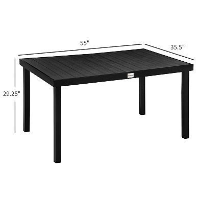 Outsunny Patio Dining Table for 6, Rectangular Aluminum Outdoor Table for Garden Lawn Backyard, Black