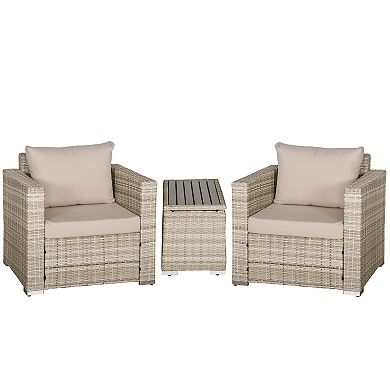Outdoor Backyard & Deck Deck Conversation Set W/ Washable Cushions & Table, Grey