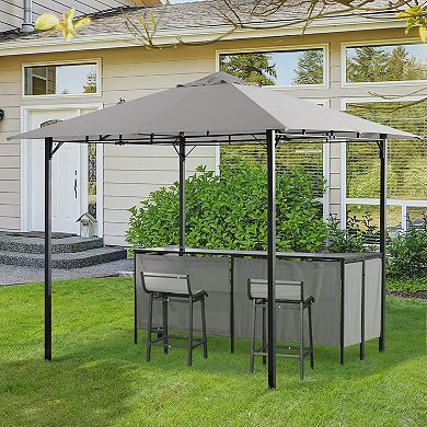 3pc Outdoor Patio Bar Table Set Chairs W/ Sunshade Canopy Backyard Furniture