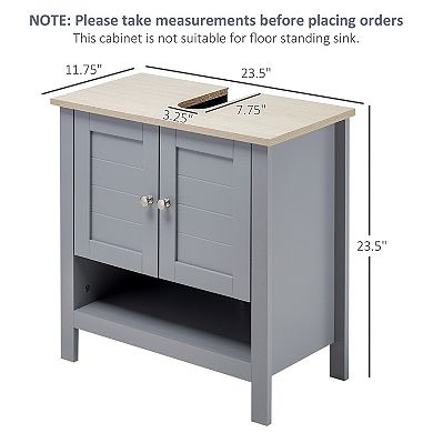 24" Space Saving Pedestal Under Sink Bathroom Vanity Organizer Storage Cabinet