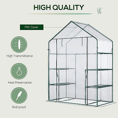 56" X 29" X 77" Portable Walk-in Greenhouse W/2-tier Shelves & Roll Up Door