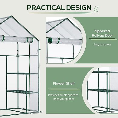 56" X 29" X 77" Portable Walk-in Greenhouse W/2-tier Shelves & Roll Up Door