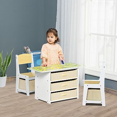 Kids Activity Table And Chairs Set With 3 Surfaces Including Kids Drawing Table