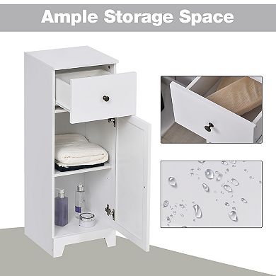 Bathroom Storage Cabinet Unit With 1 Drawer, 1 Door And Adjustable Shelf