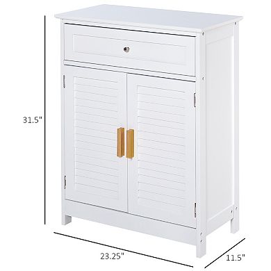 Freestanding Bedroom Media Center With 2-swing Doors & Vanity Knobs, White