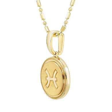 It's Personal 14k Gold Zodiac Pisces Medallion Pendant Necklace