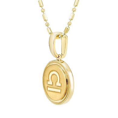 It's Personal 14k Gold Zodiac Libra Medallion Pendant Necklace