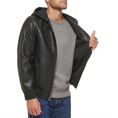 Men's Levi's® Faux Leather Hoodie Bomber Jacket