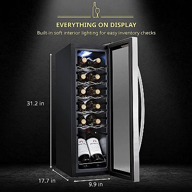 Schmécké Wine Fridge, 12 Bottle Wine Cooler, Freestanding Wine Refrigerator