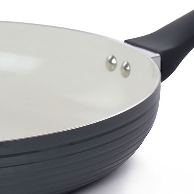 Oster Cocina Ridge Valley 12 Inch Aluminum Nonstick Frying Pan in Grey