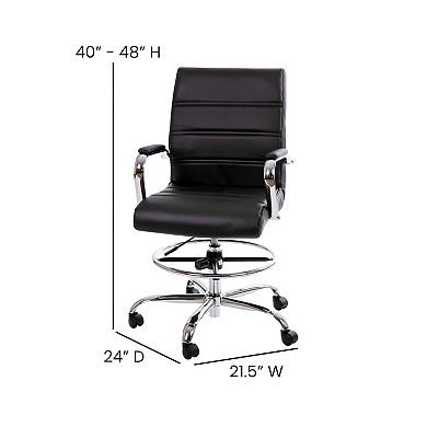 Flash Furniture Whitney Mid-Back Ribbed Drafting Desk Chair