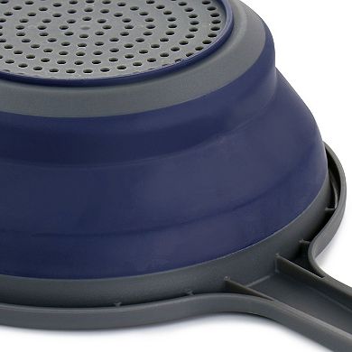 Oster Cocina Bluemarine Collapsible Polypropylene Colander with Handle in Navy