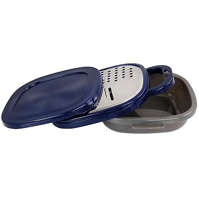 Oster Cocina Flat Bluemarine 3 Piece Grater and Container Set in Navy