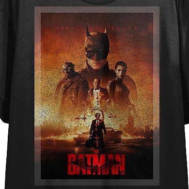 Juniors' The Batman Poster Crop Graphic Tee