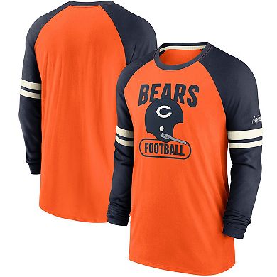 Men's Nike Orange/Navy Chicago Bears Throwback Raglan Long Sleeve T-Shirt