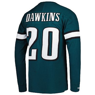 Men's Mitchell & Ness Brian Dawkins Midnight Green Philadelphia Eagles Retired Player Name & Number Long Sleeve Top