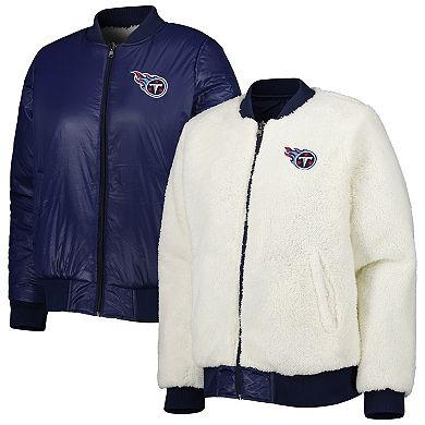 Women's G-III 4Her by Carl Banks Oatmeal/Navy Tennessee Titans Switchback Reversible Full-Zip Jacket
