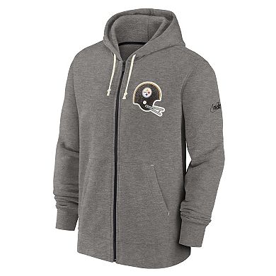 Men's Nike Heather Charcoal Pittsburgh Steelers Historic Lifestyle Full-Zip Hoodie