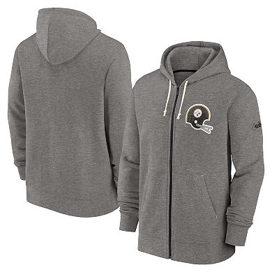 Men's Nike Heather Charcoal Pittsburgh Steelers Historic Lifestyle Full-Zip Hoodie