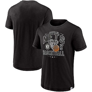 Men's Fanatics Branded Black Brooklyn Nets Reinforce True Classics Vintage Slub T-Shirt